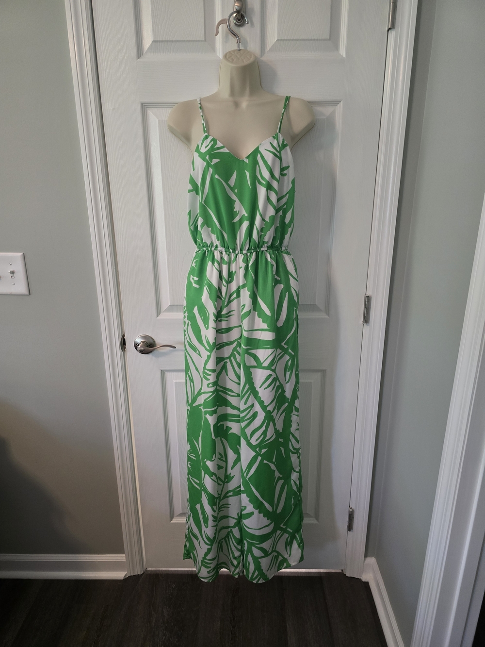 Lilly Pulitzer for Target Green and White Tropical Leaf Maxi Dress